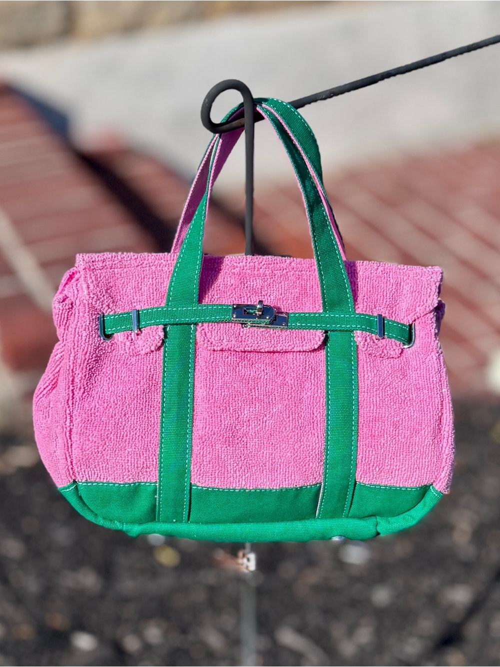 Pink and Green TikTok Viral Sunwin Terry Cloth Mini Tote | NWT - Picture 2 of 11